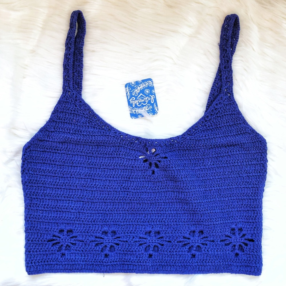 🆕 NWT Free People Berkinette Blue Crochet Brami L